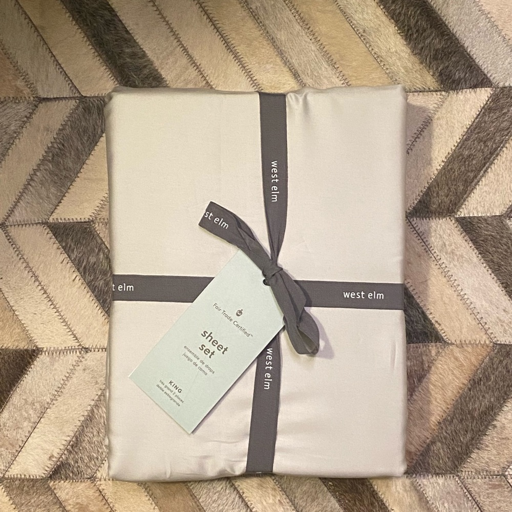 West Elm Tencel Sheet Set frost gray king size